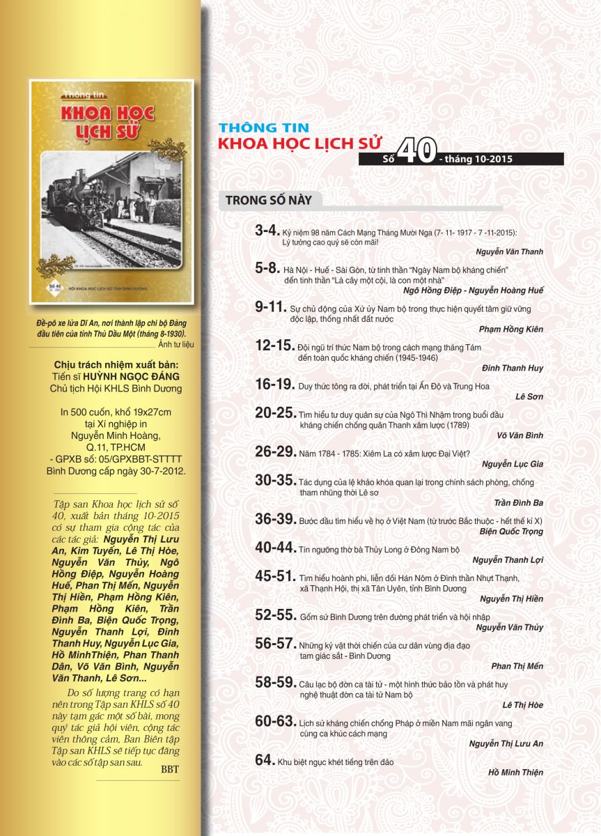 Tập san Khoa Học Lịch Sử số 40